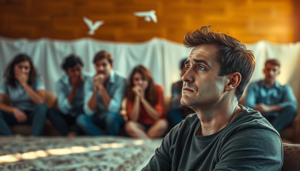 An emotional scene of people reacting to their swallow dreams. In the foreground, a person sits with a pensive expression, deep in thought as they contemplate the significance of their swallow dream. In the middle ground, a group of individuals showcase a range of reactions - some appear troubled, others intrigued, while a few exhibit a sense of wonder. The background is softly blurred, creating a sense of focus on the central figures and their introspective journey. The lighting is warm and natural, casting a golden glow that enhances the introspective atmosphere. The overall composition evokes a sense of contemplation and the complex interplay of emotions triggered by the symbolism of the swallow dream. An emotional scene of people reacting to their swallow dreams. In the foreground, a person sits with a pensive expression, deep in thought as they contemplate the significance of their swallow dream. In the middle ground, a group of individuals showcase a range of reactions - some appear troubled, others intrigued, while a few exhibit a sense of wonder. The background is softly blurred, creating a sense of focus on the central figures and their introspective journey. The lighting is warm and natural, casting a golden glow that enhances the introspective atmosphere. The overall composition evokes a sense of contemplation and the complex interplay of emotions triggered by the symbolism of the swallow dream.